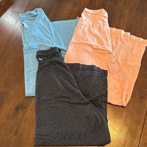Stylish Short Sleeve Tees - Light Blue, Peach, and Charcoal